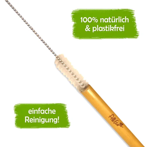 AllEco Bambus-Strohhalme 10er-Set mit Reinigungsbürste und Beutel – Ansicht 4