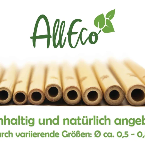 AllEco Bambus-Strohhalme 10er-Set mit Reinigungsbürste und Beutel – Ansicht 5
