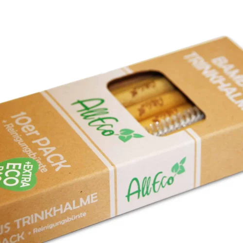 AllEco Bambus-Strohhalme 10er-Set mit Reinigungsbürste und Beutel – Ansicht 7