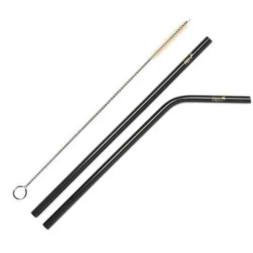 AllEco Edelstahl-Strohhalme 2er-Set Schwarz