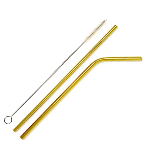 AllEco Edelstahl-Strohhalme 2er-Set Gold