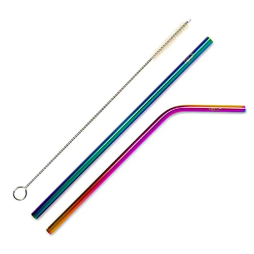 AllEco Edelstahl-Strohhalme 2er-Set Rainbow