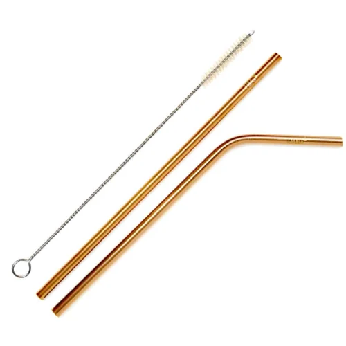 AllEco Edelstahl-Strohhalme 2er-Set Roségold