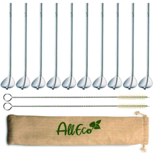 AllEco Trinkhalm-Löffel 10er-Set aus Edelstahl