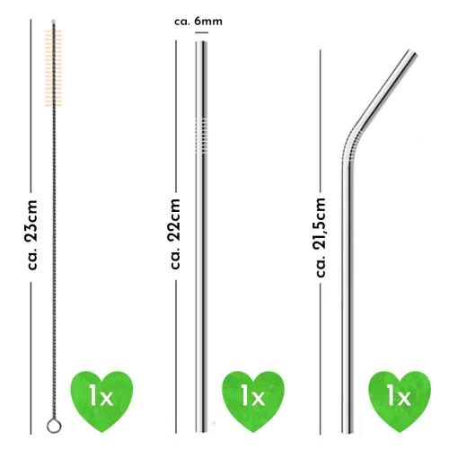 AllEco Edelstahl-Strohhalme 2er-Set Silber – Ansicht 2