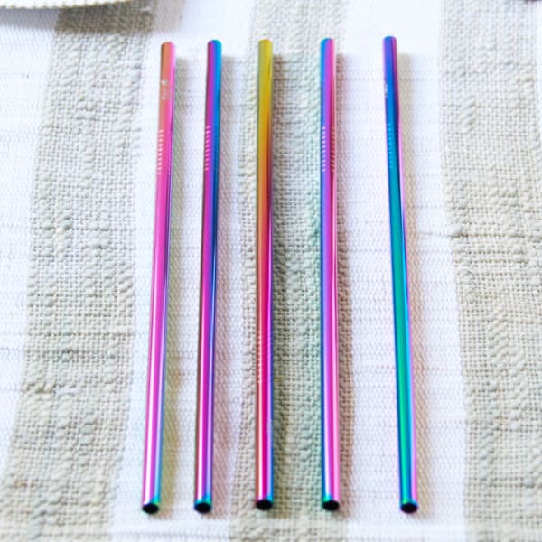 edelstahl strohhalm regenbogen alleco trinkhalme rainbow