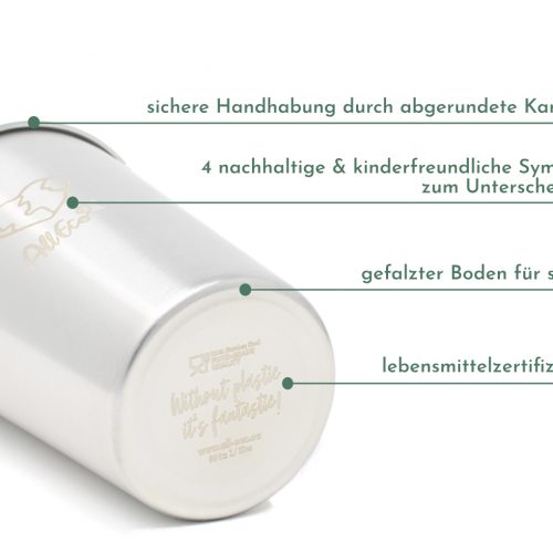 edelstahlbecher doppelwandig edelstahl trinkbecher becher plastikfrei camping wandern nachhaltig wiedervewendbar plastikfrei