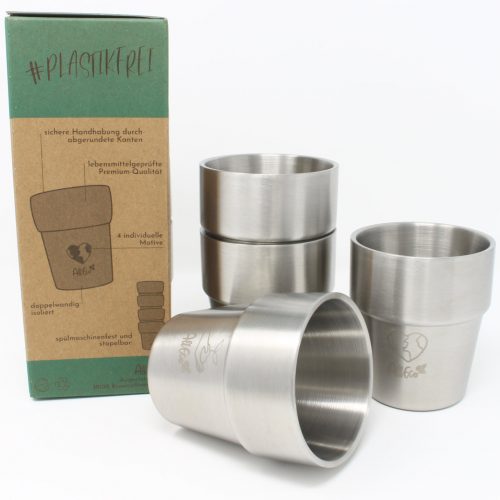 edelstahlbecher doppelwandig edelstahl trinkbecher becher plastikfrei camping wandern nachhaltig wiedervewendbar plastikfrei