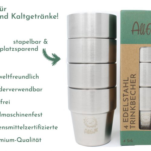 edelstahlbecher doppelwandig edelstahl trinkbecher becher plastikfrei camping wandern nachhaltig wiedervewendbar plastikfrei