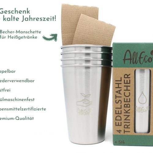 edelstahlbecher doppelwandig edelstahl trinkbecher becher plastikfrei camping wandern nachhaltig wiedervewendbar plastikfrei