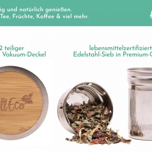 Teebereiter To-Go Teekanne Teeflasche To-Go Isolierflasche Thermoskanne