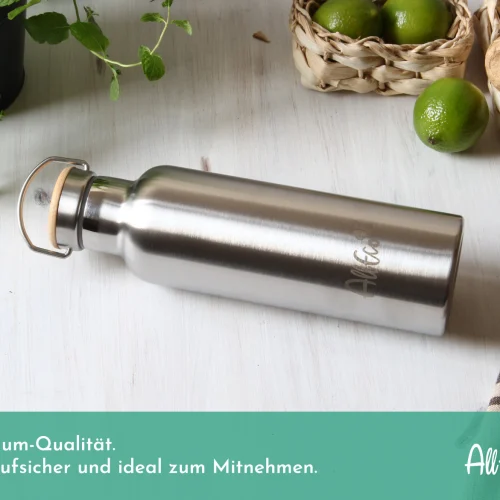 AllEco Edelstahl Trinkflasche 750 ml, doppelwandig isoliert – Ansicht 2
