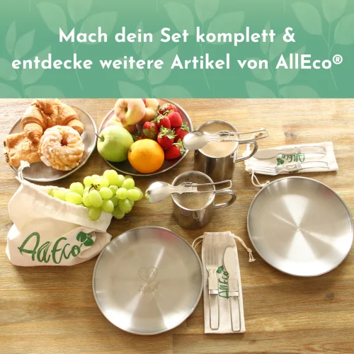 Camping-Geschirr aus Edelstahl: Teller, Becher und Besteck für Picknick und Camping