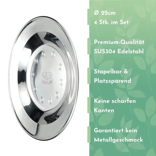 AllEco Edelstahl Camping-Teller tief 4er-Set – Ansicht 3