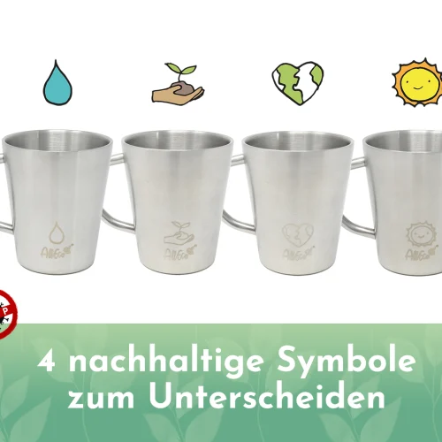 AllEco Edelstahl-Thermobecher mit Henkel und Symbol, 300 ml – Ansicht 2