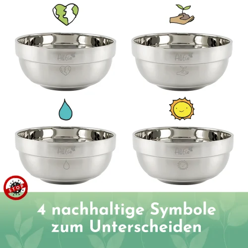 AllEco Edelstahl-Schüssel 4er-Set, doppelwandig – Ansicht 2