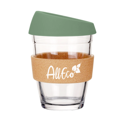 AllEco® Kaffeebecher to go Glas-Mehrweg Becher 340ml | Thermobecher Isolierbecher | Wiederverwendbarer Reisebecher | Kaffee Travel Mug