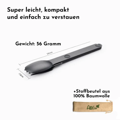 AllEco Aluminium Camping-Besteck magnetisch – Ansicht 2